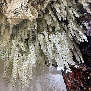 New Arrival One Silk Wisteria Hanging Greenery Plant Artificial 6 λουλουδιών χρυσό κλαδί δέντρου ντους για διακόσμηση τοίχου με λουλούδια