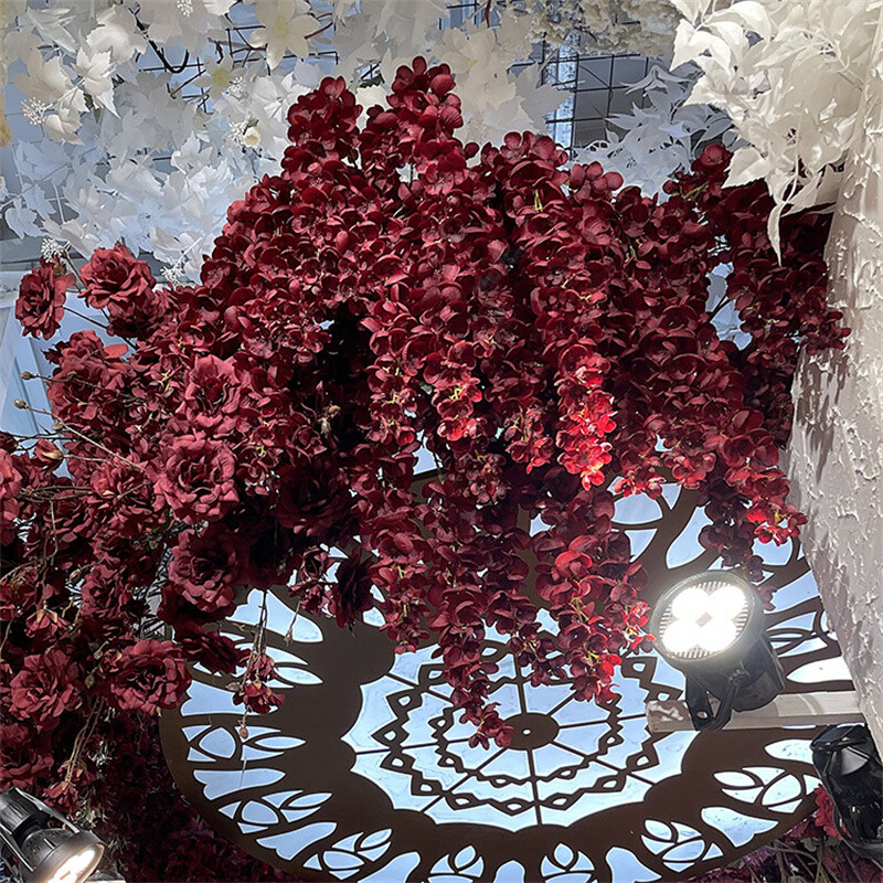 Naujas pristatymas One Silk Wisteria kabantis žalumynas, dirbtinis 6 gėlių stygos auksinis dušo medžio šakelė, skirta sienų gėlių dekoravimui