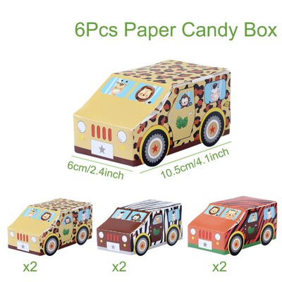 Džiunglių gyvūnai Automobilio formos saldainių dėžutė Džiunglių safaris su 1-ojo gimtadienio vakarėlio dekoracijomis Vaikams berniukams teikiamos dovanos kūdikių dušo reikmenys