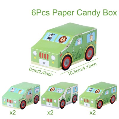 Džiunglių gyvūnai Automobilio formos saldainių dėžutė Džiunglių safaris su 1-ojo gimtadienio vakarėlio dekoracijomis Vaikams berniukams teikiamos dovanos kūdikių dušo reikmenys