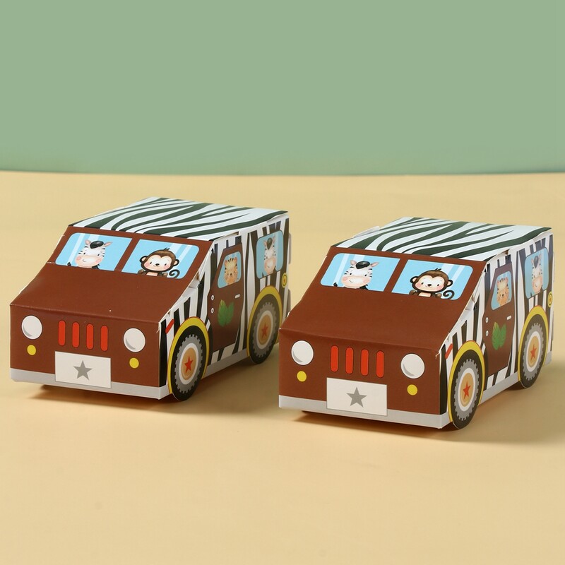 Džiunglių gyvūnai Automobilio formos saldainių dėžutė Džiunglių safaris su 1-ojo gimtadienio vakarėlio dekoracijomis Vaikams berniukams teikiamos dovanos kūdikių dušo reikmenys