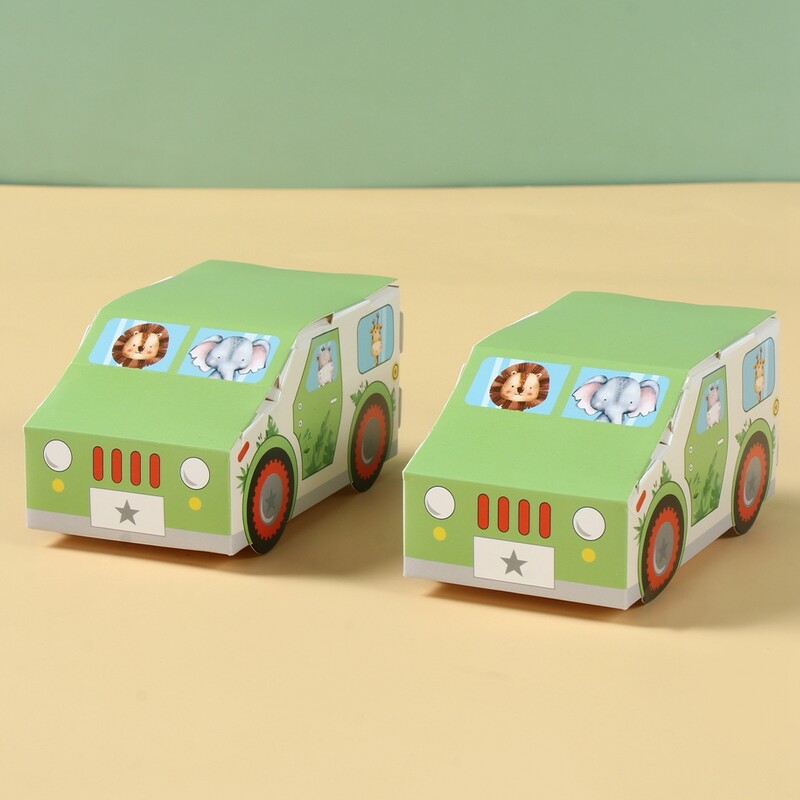 Džiunglių gyvūnai Automobilio formos saldainių dėžutė Džiunglių safaris su 1-ojo gimtadienio vakarėlio dekoracijomis Vaikams berniukams teikiamos dovanos kūdikių dušo reikmenys