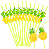 50 de paie decorative pentru ananas in tuburi galbene paie de plastic pentru sucuri bauturi obiecte de fotografiere paie de petrecere