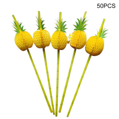 50 de paie decorative pentru ananas in tuburi galbene paie de plastic pentru sucuri bauturi obiecte de fotografiere paie de petrecere
