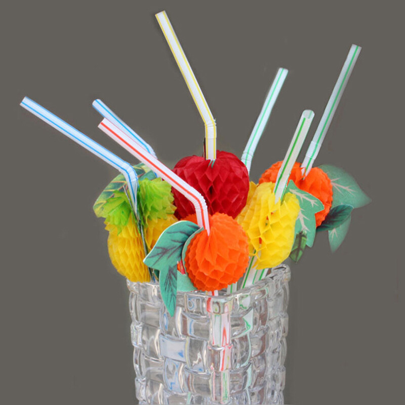 50 ks/lot 24 cm 3D slamky na ovocné koktaily, papierové slamky na dáždnik, nápojový bar, dekorácia, párty potreby, veľkoobchod