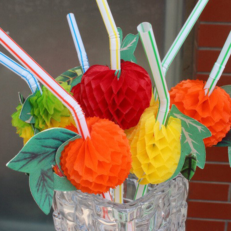 50 ks/lot 24 cm 3D slamky na ovocné koktaily, papierové slamky na dáždnik, nápojový bar, dekorácia, párty potreby, veľkoobchod