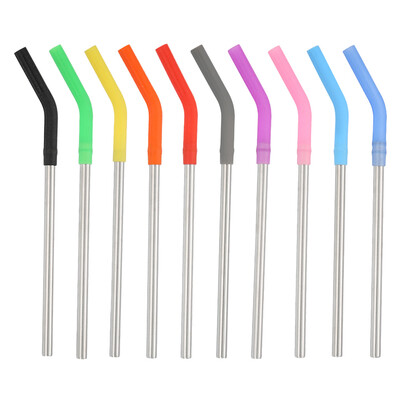 10 vnt Vidinis puodas nerūdijančio plieno buteliai birūs šiaudeliai daugkartinio naudojimo silikono siurbimo antgalis gėrimui išlenktas maisto kokybės