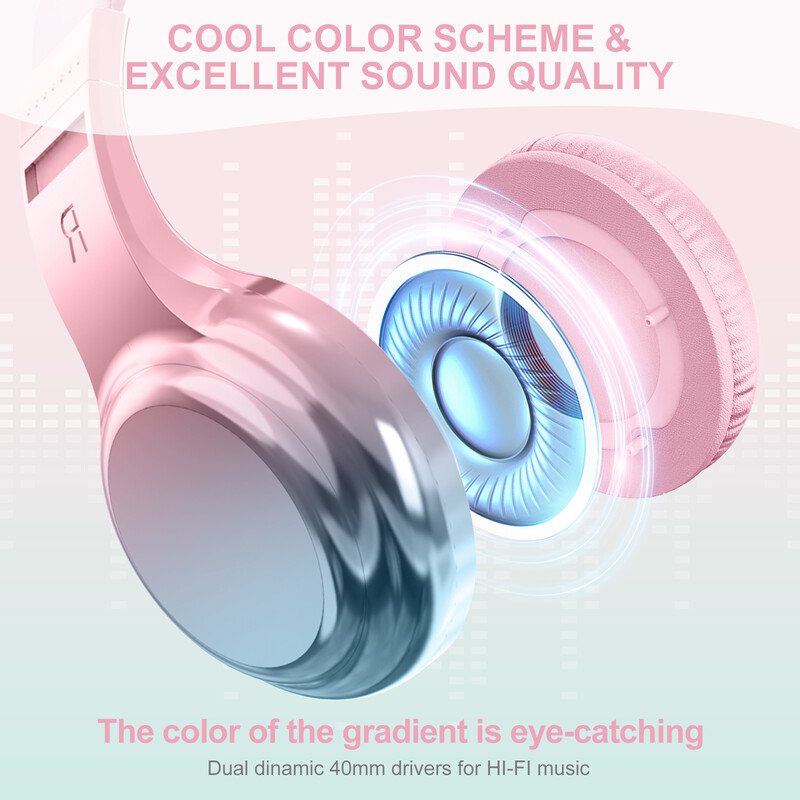 Tüdrukutele Juhtmega kõrvaklapid Lastele Nahast Roosad Kokkupandavad stereokõrvaklapid Mürasummutav mikrofon Sülearvutiteleri jaoks Laste Jõulukingid