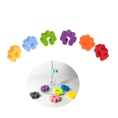 6 τμχ Ποτήρια σε σχήμα λουλουδιού Ετικέτα Ποτήρι για κρασί Μαρκαδόρος κρασιού Γούρια ποτήρια Αναγνωριστικό μαρκαδόρος Κύπελλα Ποτήρια Μαρκαδόροι Σιλικόνη ποιότητας τροφίμων