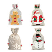 13*23cm vianočná darčeková taška Santa Claus Perníkový muž Bavlnená jutová taška na cukríky Taška na šperky Vianočná darčeková taška so sťahovacou šnúrkou