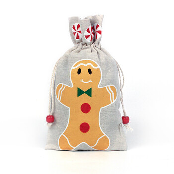 Χριστουγεννιάτικη τσάντα δώρου 13*23 εκ. Santa Gingerbread Man Βαμβακερή τσάντα λινάτσας για Candy Bag Τσάντα κοσμήματος Χριστουγεννιάτικο δώρο Τσάντα με κορδόνια