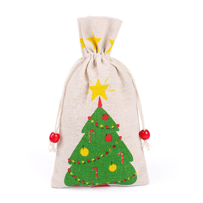 13*23cm vianočná darčeková taška Santa Claus Perníkový muž Bavlnená jutová taška na cukríky Taška na šperky Vianočná darčeková taška so sťahovacou šnúrkou