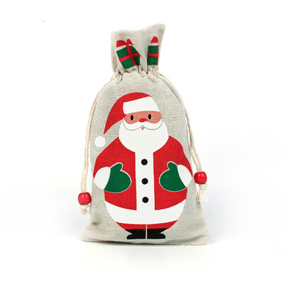 13*23cm vianočná darčeková taška Santa Claus Perníkový muž Bavlnená jutová taška na cukríky Taška na šperky Vianočná darčeková taška so sťahovacou šnúrkou