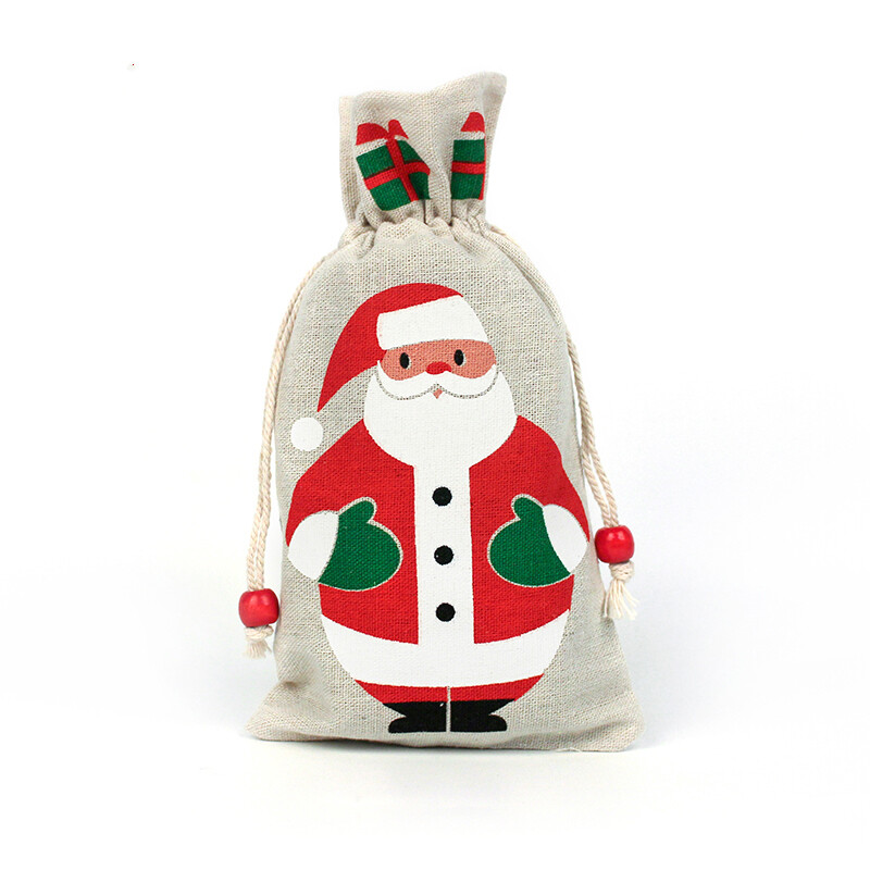 13*23cm vianočná darčeková taška Santa Claus Perníkový muž Bavlnená jutová taška na cukríky Taška na šperky Vianočná darčeková taška so sťahovacou šnúrkou