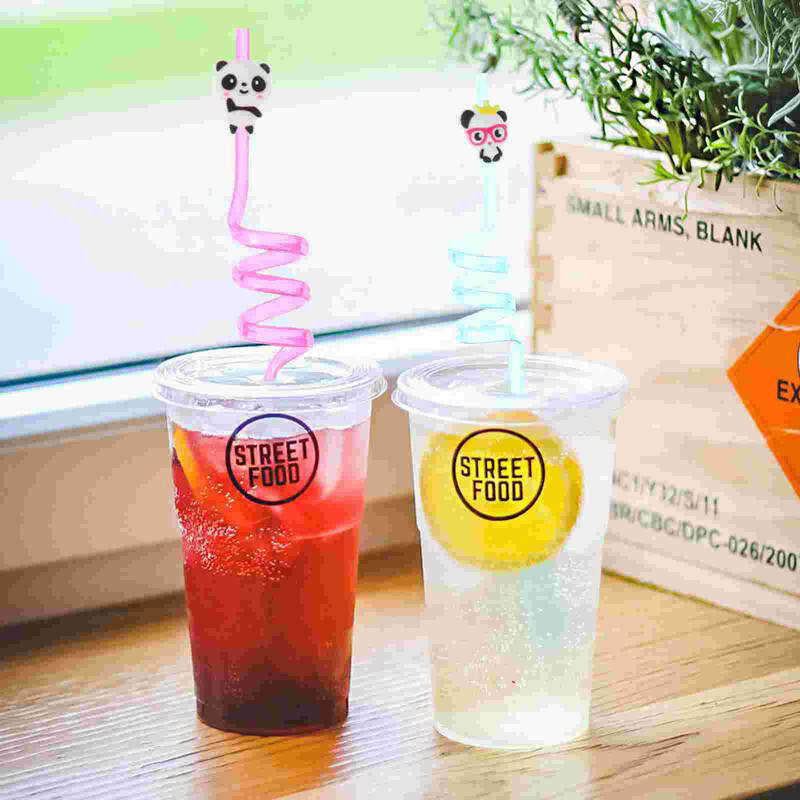 12 vnt / rinkinys Panda Princess šiaudeliai vakarėliui modeliuoti Animacinių filmų silikoninės temos reikmenys silikagelis vaikui