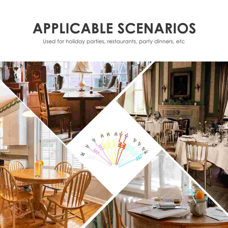 12 vnt / rinkinys Panda Princess šiaudeliai vakarėliui modeliuoti Animacinių filmų silikoninės temos reikmenys silikagelis vaikui