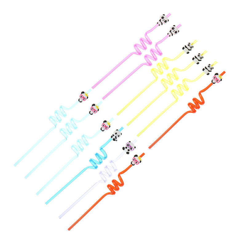 12 vnt / rinkinys Panda Princess šiaudeliai vakarėliui modeliuoti Animacinių filmų silikoninės temos reikmenys silikagelis vaikui