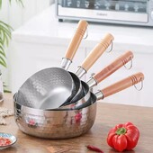 Nerezová panvica, japonská panvica s pokrievkou, drevená rukoväť, hrnce na dusenie, wok, hrniec na mlieko, kuchynské náčinie, praktické riady