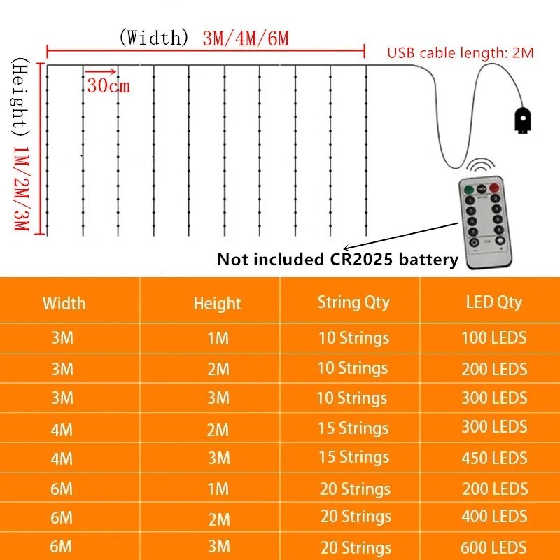 8 načina rada USB zavjesa LED svjetiljke s užetom Dekoracija spavaće sobe Blagdansko Valentinovo Božićni dekor Božićni vijenci Svjetlost bajke