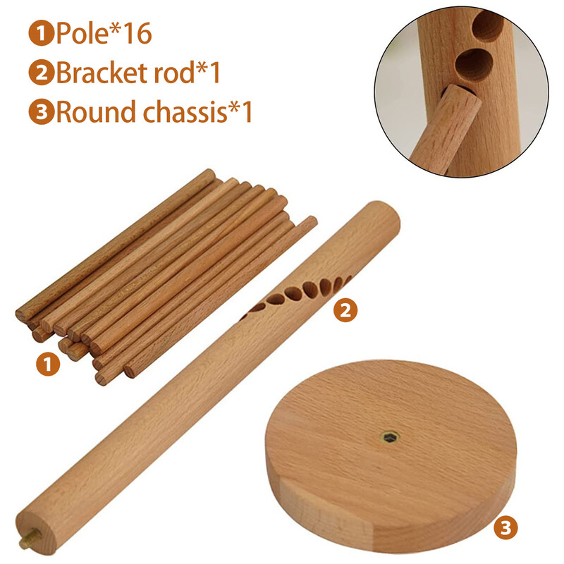 Sulankstomas makaronų džiovinimo stovas Medinis spagečių stovas džiovintuvas su 16 pakabų strypų Naminė šviežių makaronų kabykla namų virtuvei
