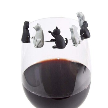 σετ σιλικόνης μαρκαδόρος ποτηριού Cute Cat Shape Wine Cup Marker Wine Charms Ετικέτες Ποτήρια Αναγνωριστικό Μαρκαδόρος Κύπελλα Μπαρ Προμήθειες για πάρτι