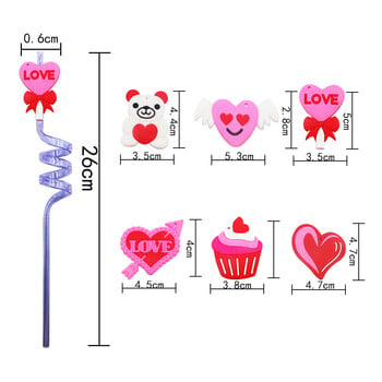 10 бр. Топлоустойчиви сламки Моминско момиченце за многократна употреба Сода във формата на сърце Декорации за партита Розова PVC дискотека