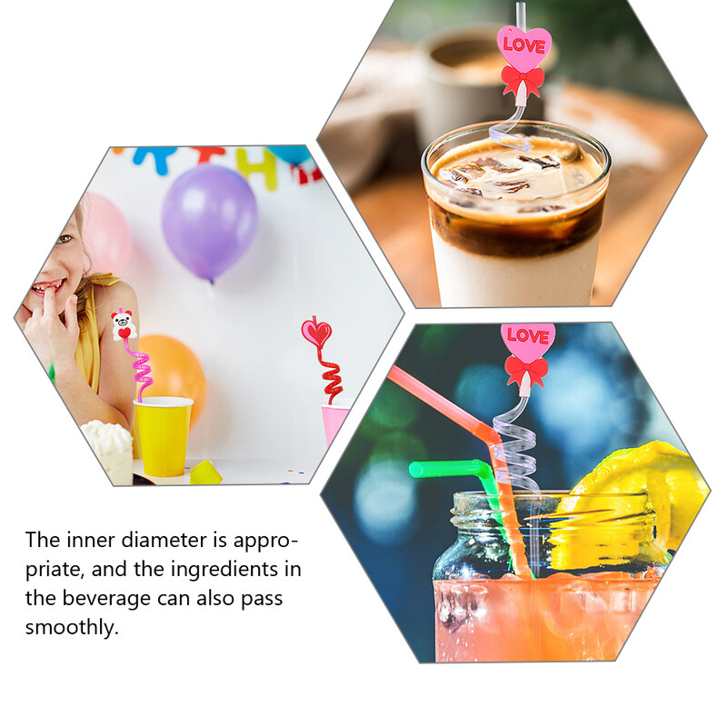 10 vnt. Karščiui atsparūs šiaudeliai Bachelorette Daugkartinio naudojimo geriamieji Širdelės formos soda Vakarėlio dekoracijos Rožinė PVC diskoteka