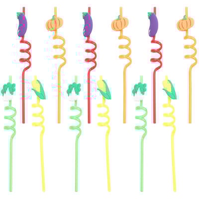 12 vnt birių šiaudų vaikų kokteilių dekoracijos gėrimams šiaudeliai Naujovė Linksmas PVC daugkartinio naudojimo kvailas vakarėlis, dekoratyvus lankstomas