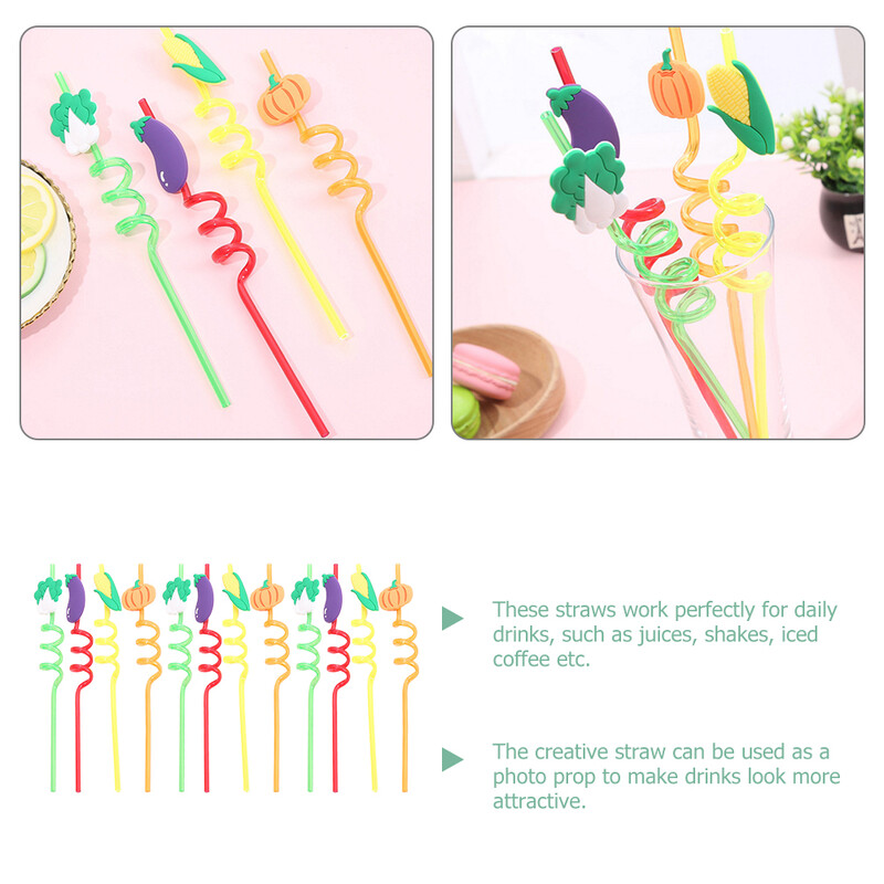 12 vnt birių šiaudų vaikų kokteilių dekoracijos gėrimams šiaudeliai Naujovė Linksmas PVC daugkartinio naudojimo kvailas vakarėlis, dekoratyvus lankstomas