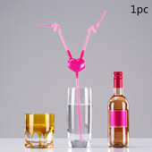 Love Heart Double Straw Unikalūs lankstūs geriamojo vamzdelio šiaudelių baro priedai