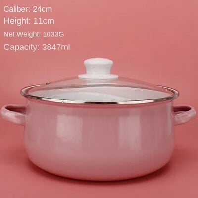 Oală de supă antiaderentă emailată oală fierbinte cu fund gros cu mâner pentru oală taitei ramen aragaz cu gaz Ollas de bucătărie vase de bucătărie