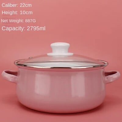 Oală de supă antiaderentă emailată oală fierbinte cu fund gros cu mâner pentru oală taitei ramen aragaz cu gaz Ollas de bucătărie vase de bucătărie