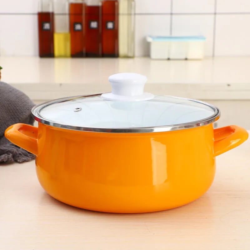 Oală de supă antiaderentă emailată oală fierbinte cu fund gros cu mâner pentru oală taitei ramen aragaz cu gaz Ollas de bucătărie vase de bucătărie