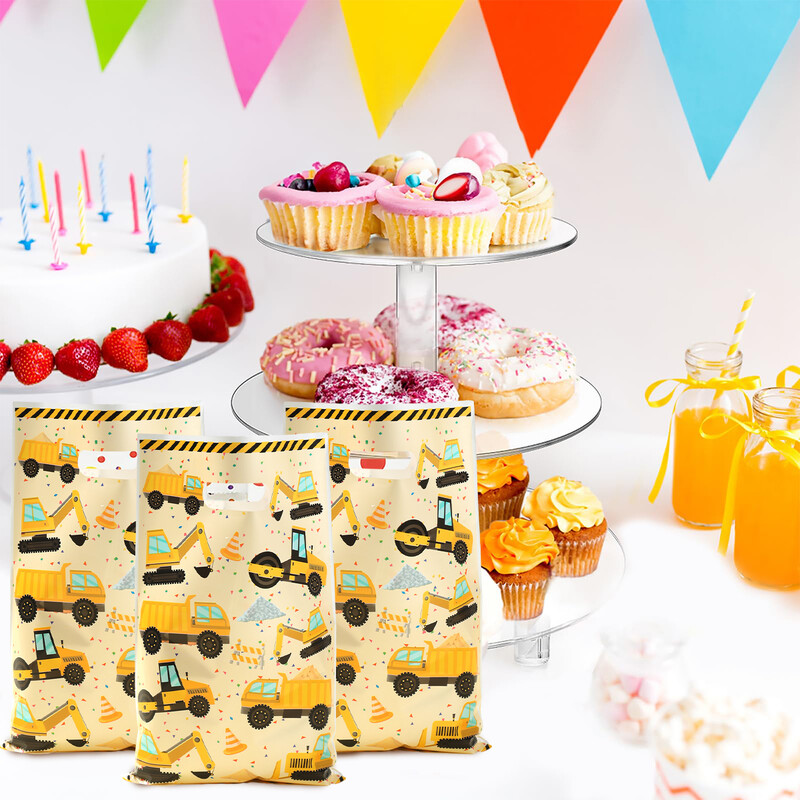 Ručne torbe s temom građevinarstva Potrepštine za rođendanske zabave za dječake Bager Vozila Vreće za rođendanske poklone Građevinska rođendanska dekoracija