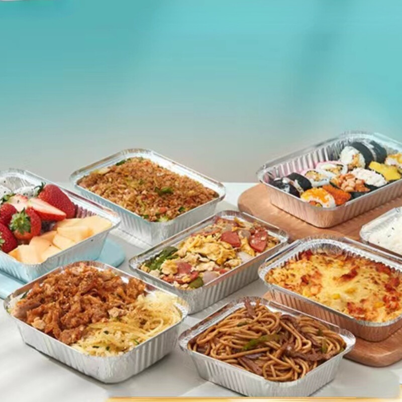 20 buc. Tăvi din folie de aluminiu cu capac 450 ml tigăi de unică folosință de calitate alimentară pentru coș dublu cu aer friteuza cuptor ambalare pentru gătit