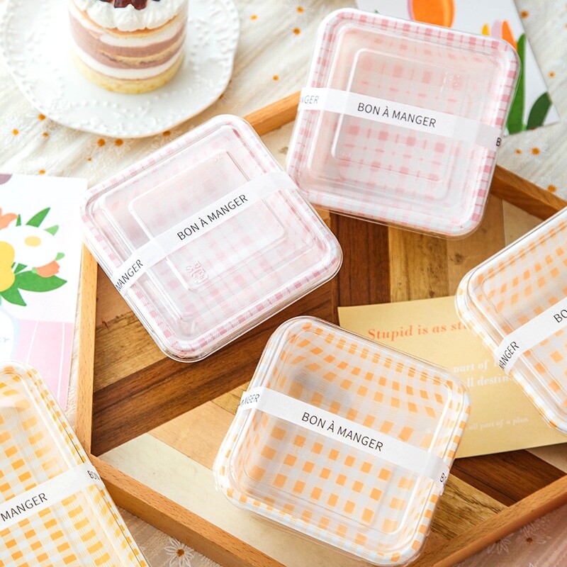 10 vnt vienkartinė supakuota priešpiečių dėžutė su dangteliu Daržovių vaisių salotos Bento dėžutės išsinešimui pakavimo tortų dėžutė plastikinė maisto talpa