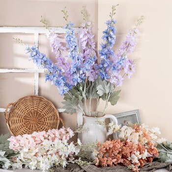 Fake Delphinium Flower Wedding Artificial Delphinium Fake Plants Γαμήλια μπουκέτο χαλινάρι Εσωτερικός εξωτερικός χώρος σπιτιού Τραπέζι γραφείου κουζίνας