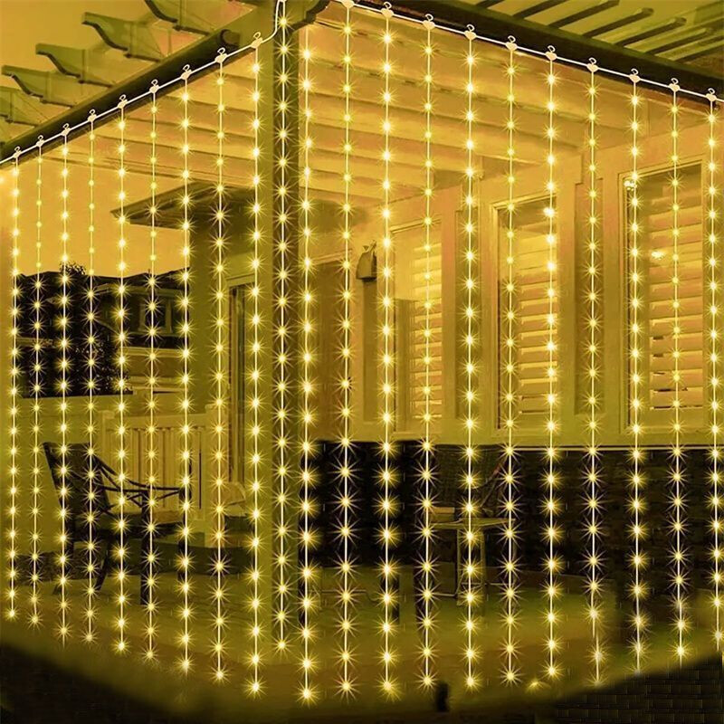 LED užuolaidų šviestuvai, 8 režimų USB pasakų styginiai žibintai su nuotolinio valdymo pulteliu, vestuvių vakarėliui kiemo pavėsinė namų sodo Kalėdų dekoravimui