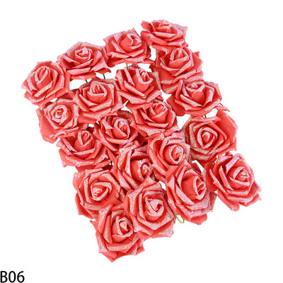 10/20/30 ks umelých kvetinových hlavičiek ruží so stonkou, trblietavé, PE penové, umelé kvety ruží, DIY, svadobné, párty, bytové dekorácie