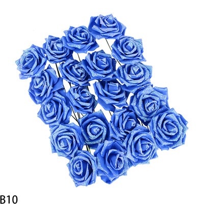 10/20/30 ks umelých kvetinových hlavičiek ruží so stonkou, trblietavé, PE penové, umelé kvety ruží, DIY, svadobné, párty, bytové dekorácie