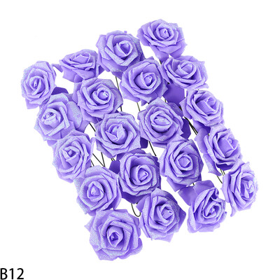 10/20/30 ks umelých kvetinových hlavičiek ruží so stonkou, trblietavé, PE penové, umelé kvety ruží, DIY, svadobné, párty, bytové dekorácie