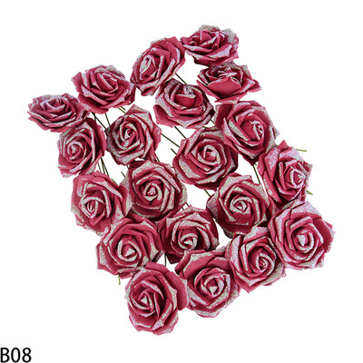 10/20/30 ks umelých kvetinových hlavičiek ruží so stonkou, trblietavé, PE penové, umelé kvety ruží, DIY, svadobné, párty, bytové dekorácie