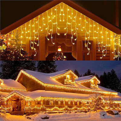8 svjetlosnih modova EU utikač LED zavjesa Icicle Lamp String Vanjska božićna rasvjeta Novogodišnja ledena svjetiljka za svečane svadbene kupaonice