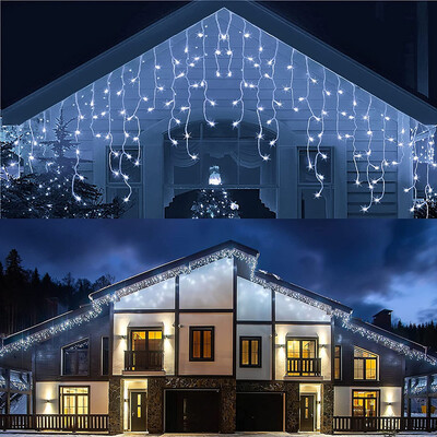 8 svjetlosnih modova EU utikač LED zavjesa Icicle Lamp String Vanjska božićna rasvjeta Novogodišnja ledena svjetiljka za svečane svadbene kupaonice