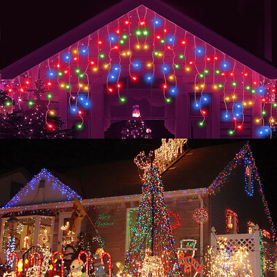 8 svjetlosnih modova EU utikač LED zavjesa Icicle Lamp String Vanjska božićna rasvjeta Novogodišnja ledena svjetiljka za svečane svadbene kupaonice