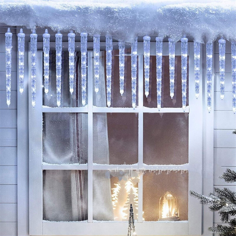 8 svjetlosnih modova EU utikač LED zavjesa Icicle Lamp String Vanjska božićna rasvjeta Novogodišnja ledena svjetiljka za svečane svadbene kupaonice