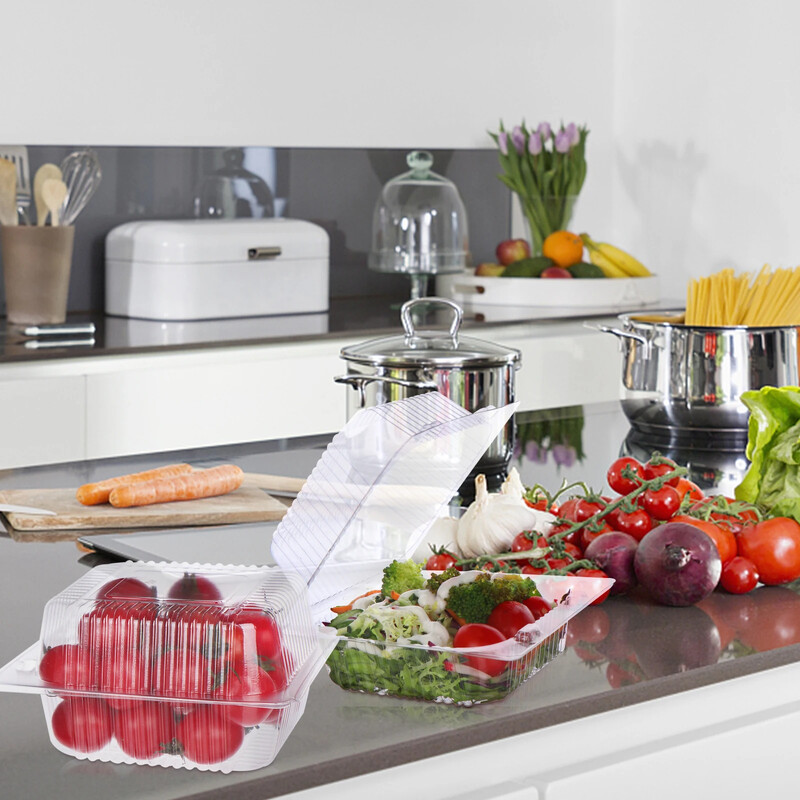 25 db átlátszó kagylóhéjú ételtartó tetővel Party eldobható ebéddobozok Piknik étel csomagoló dobozok elvihető dobozok tortadobozok