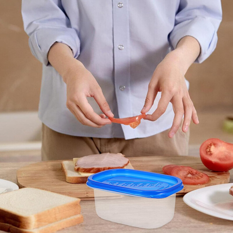 5 vnt maisto laikymo indai, plastikinių dėžučių rinkinys, 280 ml dėžutėje, maisto laikymo dėžutė, virtuvės sandariai užšaldoma dėžutė, mėlyna, skaidri