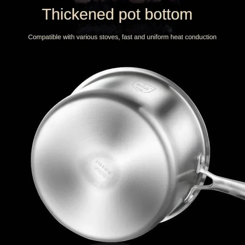 Oală pentru supă Oală pentru lapte Oală din oțel inoxidabil 316 Oale antiaderență Tavă cu lapte neacoperită pentru bebeluș Perfect pentru gătirea tăițeilor Aparat cu abur de lapte