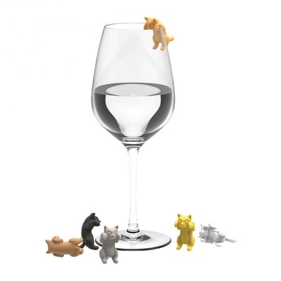Creative Wine Glass Markers 3D Kitten Shape Party Glass Cup Многоцветен силиконов дискриминатор Kitten Wine Cup Recognizer